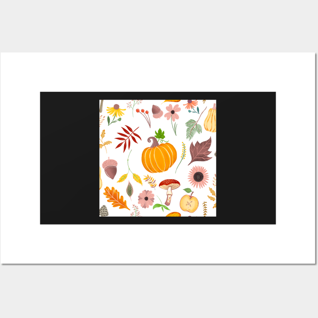 Pumpkin patch pattern Wall Art by Papergrape